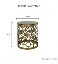Albert Lamp Table Round Shape Black Tempered Glass Top Stainless Titanium Gold